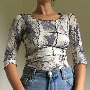 Exposed Hem Exposed Seam Kink Seam Cream Grey Black Lavender Stretchy Shirt